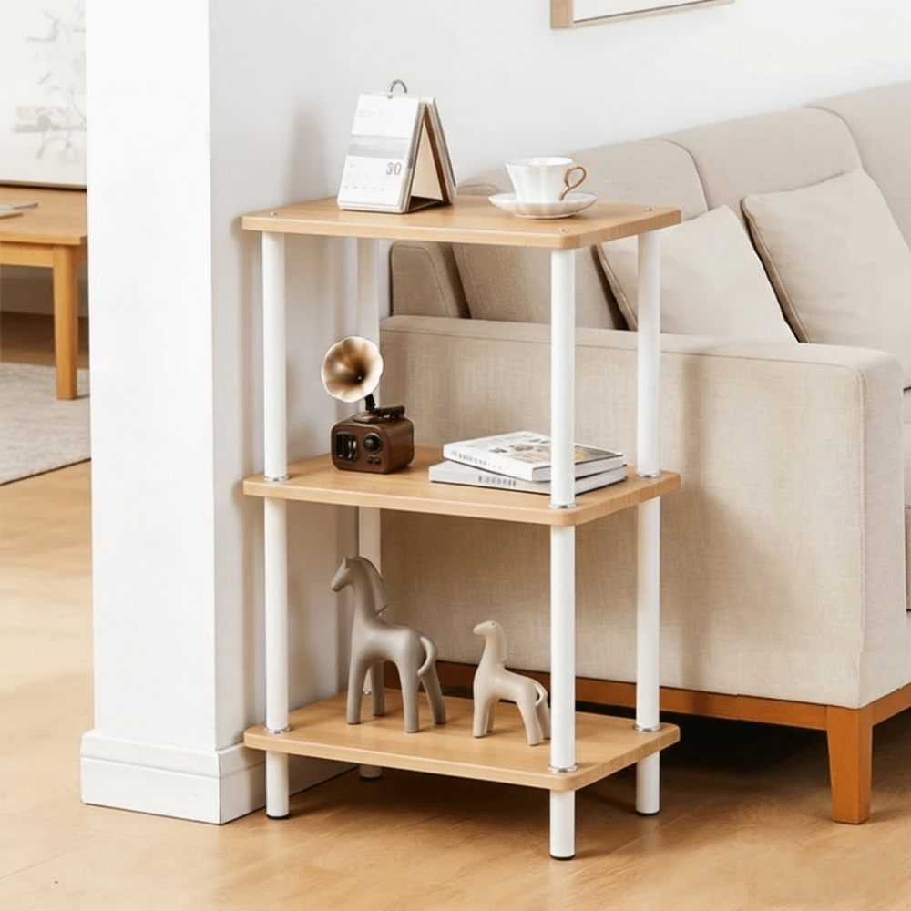 ชั้นวางของ 3 ชั้น ELIFE สีขาว/ลายไม้อ่อน